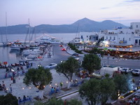 Milos, Greece: Hotel Portiani view of the port.