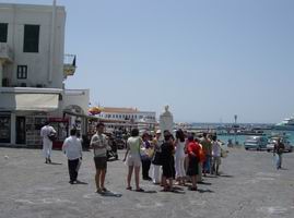 Waiting for a taxi in Mykonos