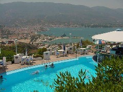 Pool at the bar in Poros, Greece