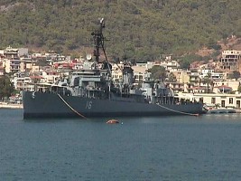 destroyer Averoff in Poros, Greece