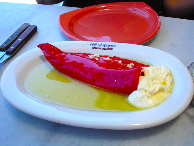 Milos: Medusa stuffed peppers