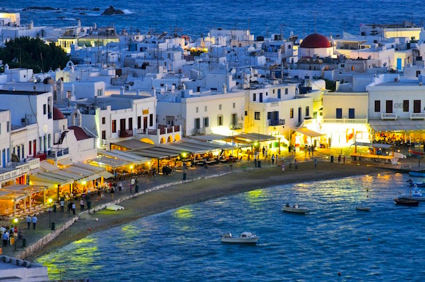 Mykonos at night