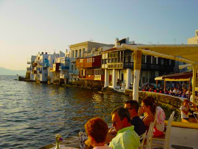 Little Venice in Mykonos is the most popular place to watch the sunset