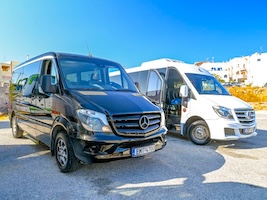 Mini bus and driver in Naxos