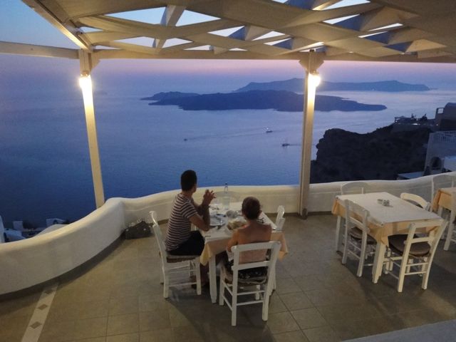 Santorini nightlife, caldera view