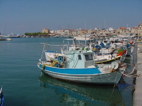 Aegina harbor and fishing boats
