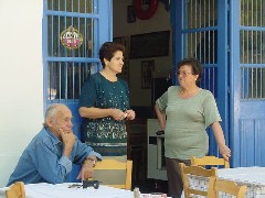 Captain Nikos and the ladies of Captain Andreas Taverna in Kamares Sifnos
